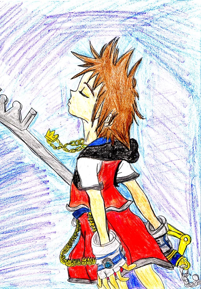 Sora w/ the keyblade colored by cyberkitty13