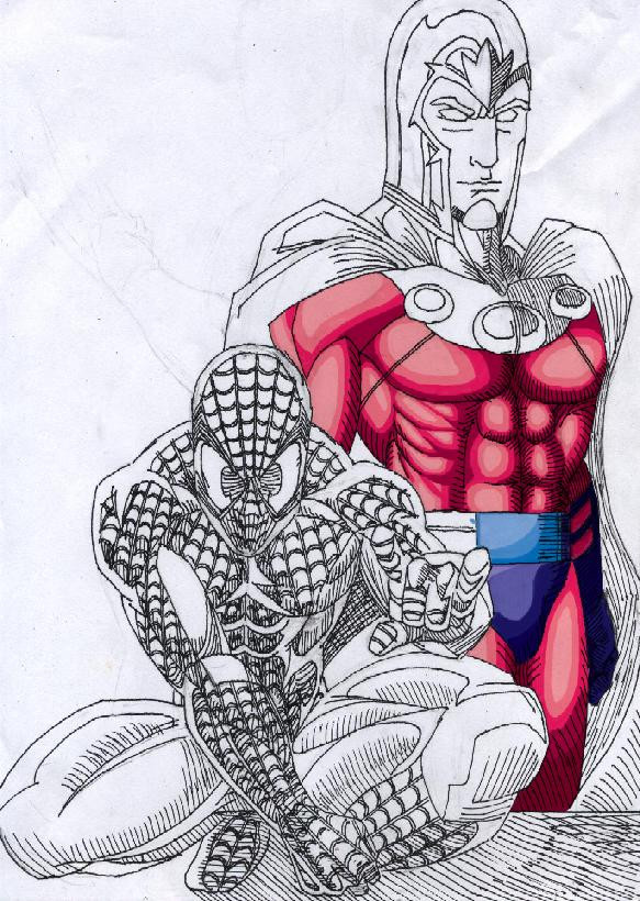 spider-man and magneto by DARQUEcrazy