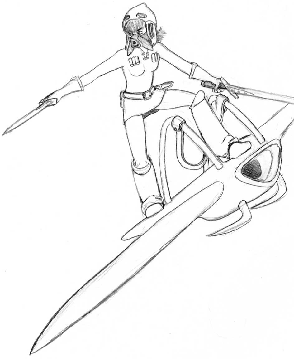 Nausicaa and her glider for ZeroMidnight by DaiYoSesshomaru