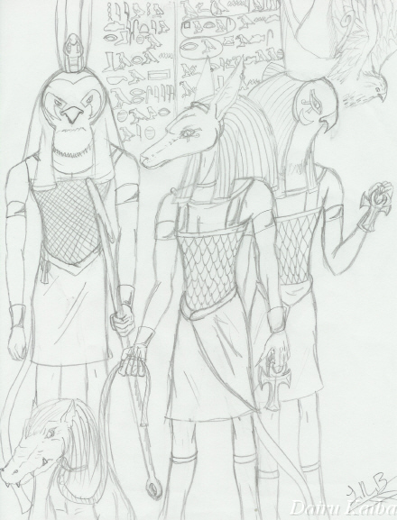 Anubis,Horus,and Ra by Dairu_san
