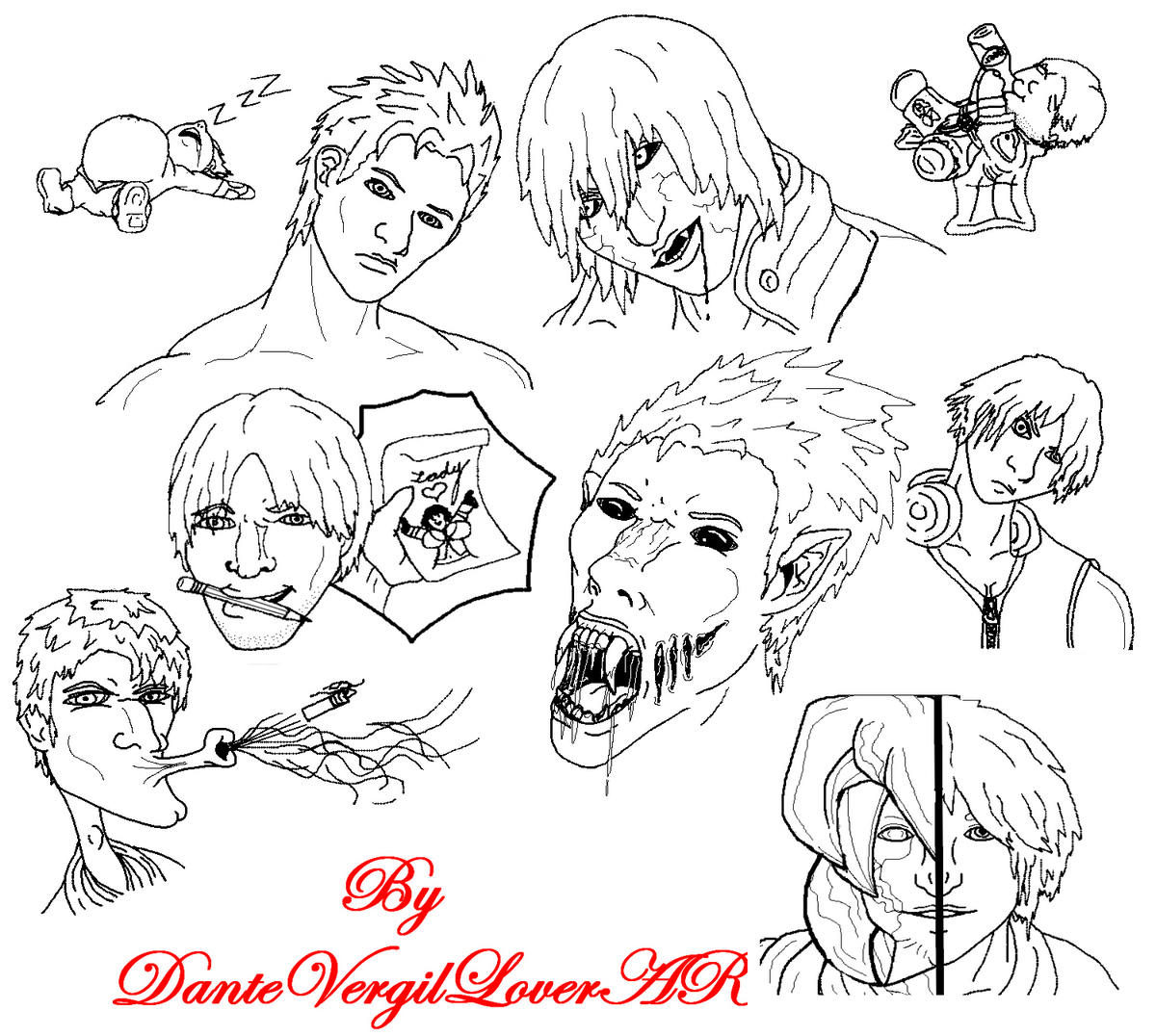DMC Sketchdump Lineart by DanteVergilLoverAR