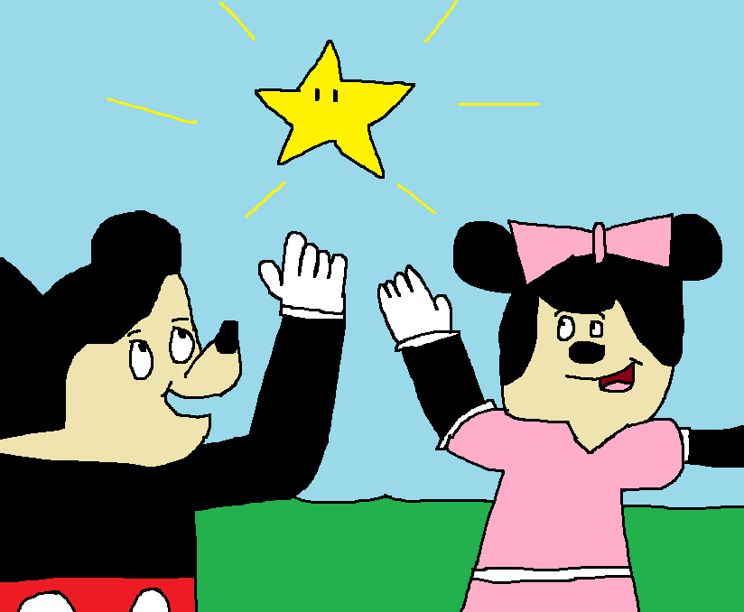 Mickey and Minnie catching Stars by Dariusman143