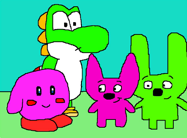 Hoops and Yoyo meet Kirby and Yoshi by Dariusman143