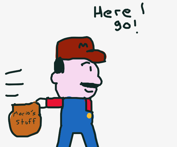 Mario Runs With A Bag Full of His Stuff by Dariusman143
