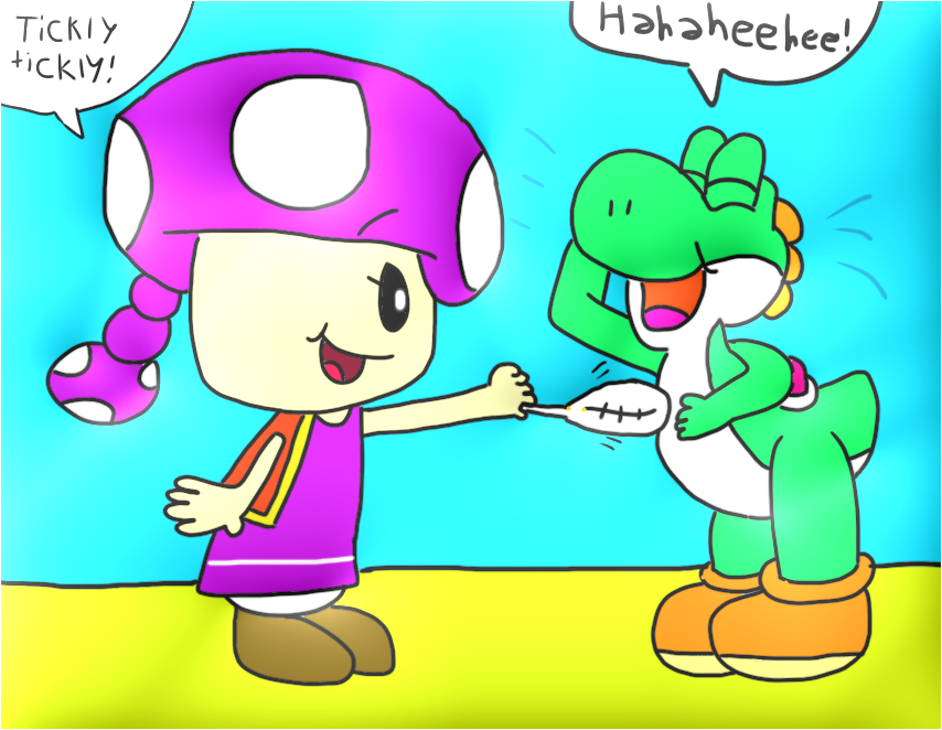 toadette tickles yoshi by Dariusman143