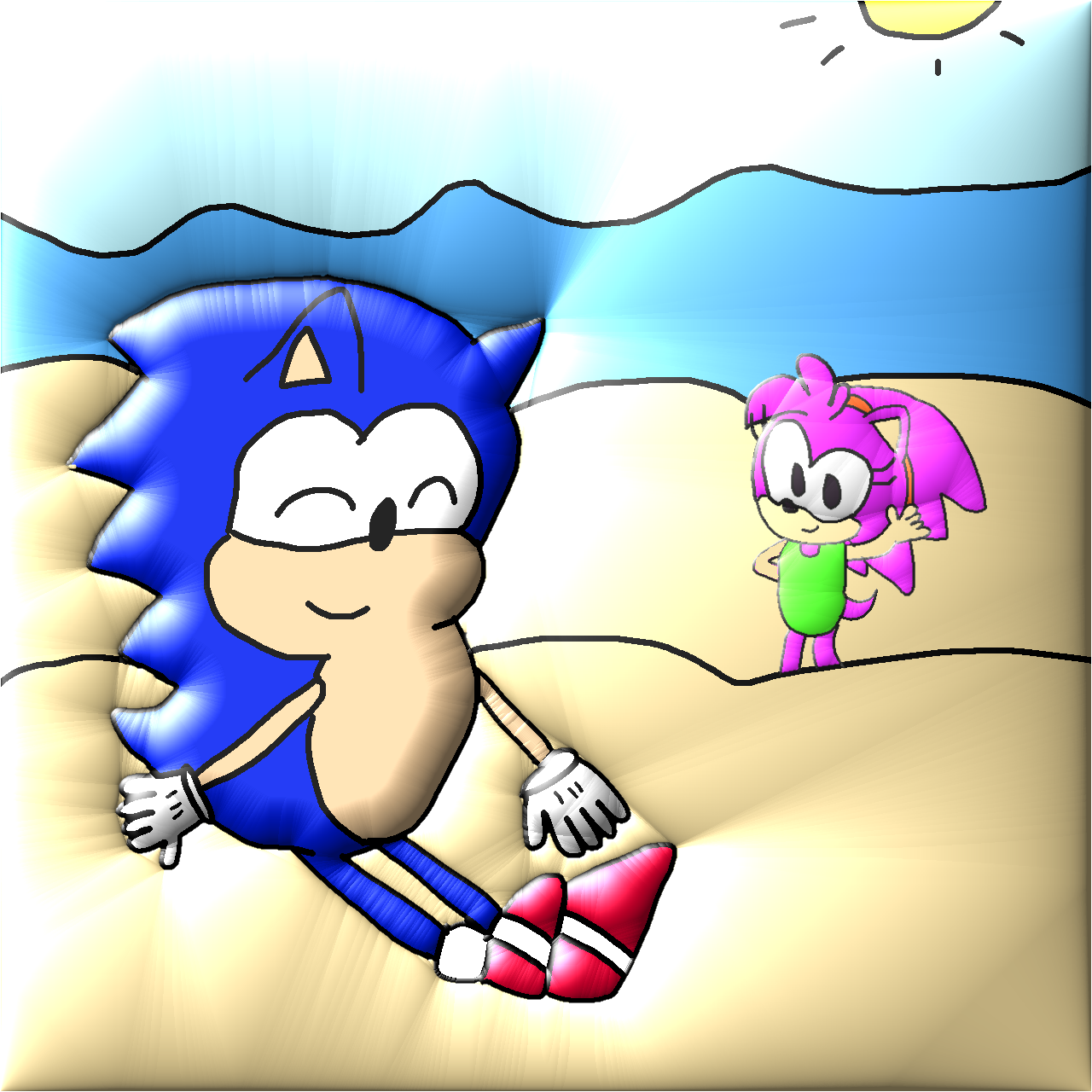 sonic and amy at beach by Dariusman143
