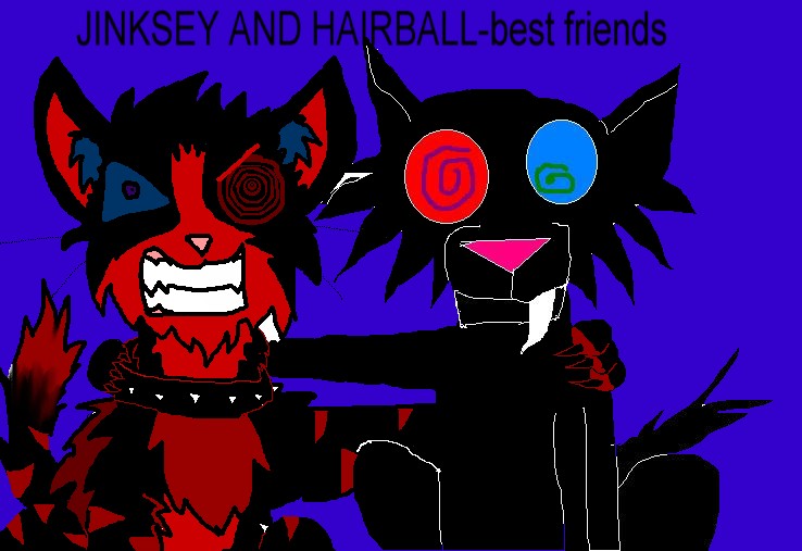 Jinksey and Hairball by DarkDemonWolf