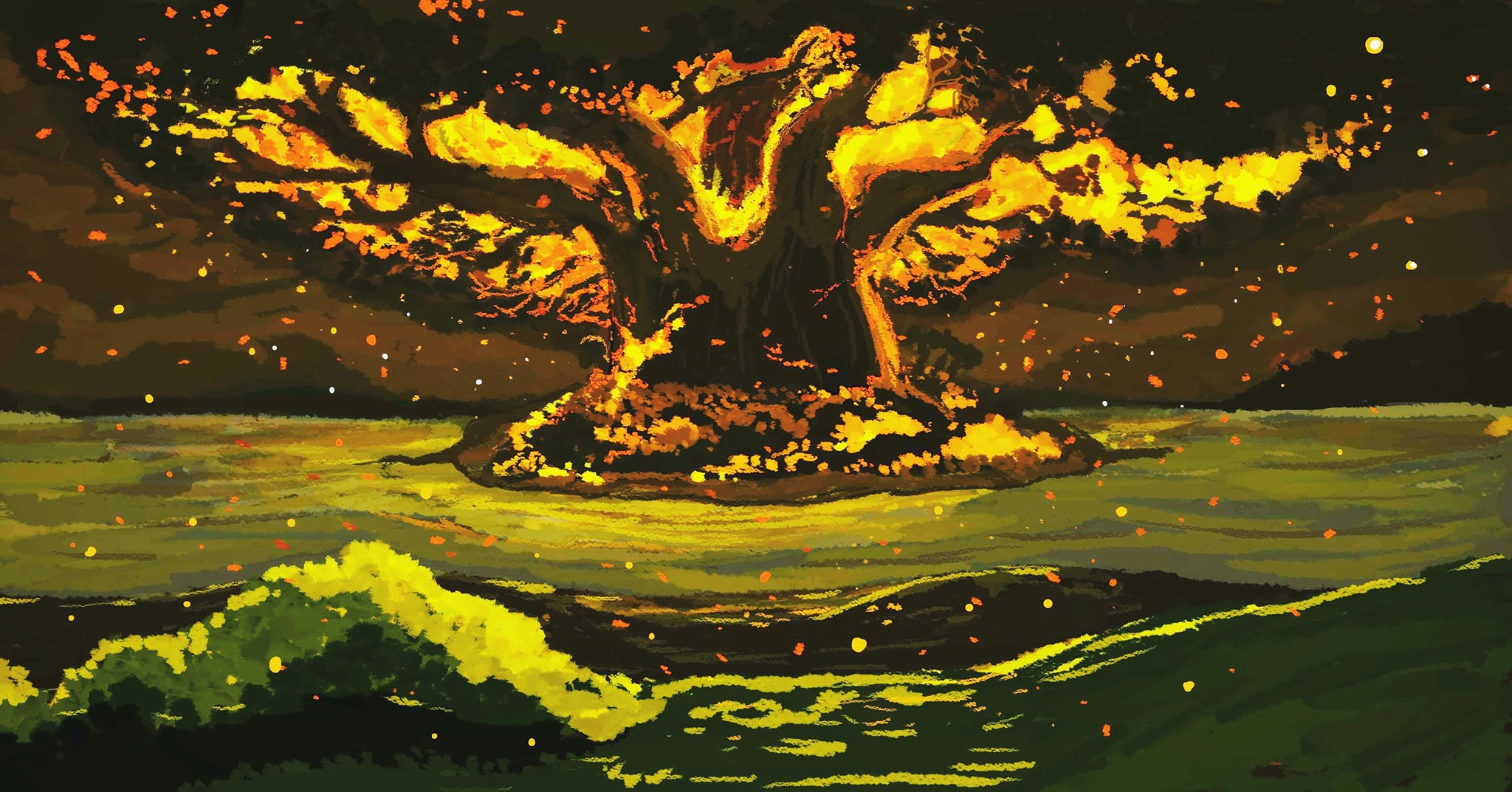 World Tree on Fire by DarkDragon11