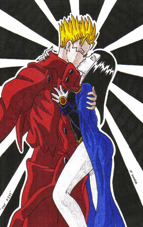 Vash and Raven, The Kiss by DarkFangDragon