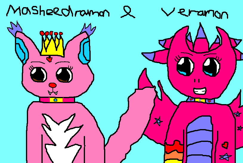 Masheedramon &amp; Veramon *art trade with Gina* by DarkHorse95