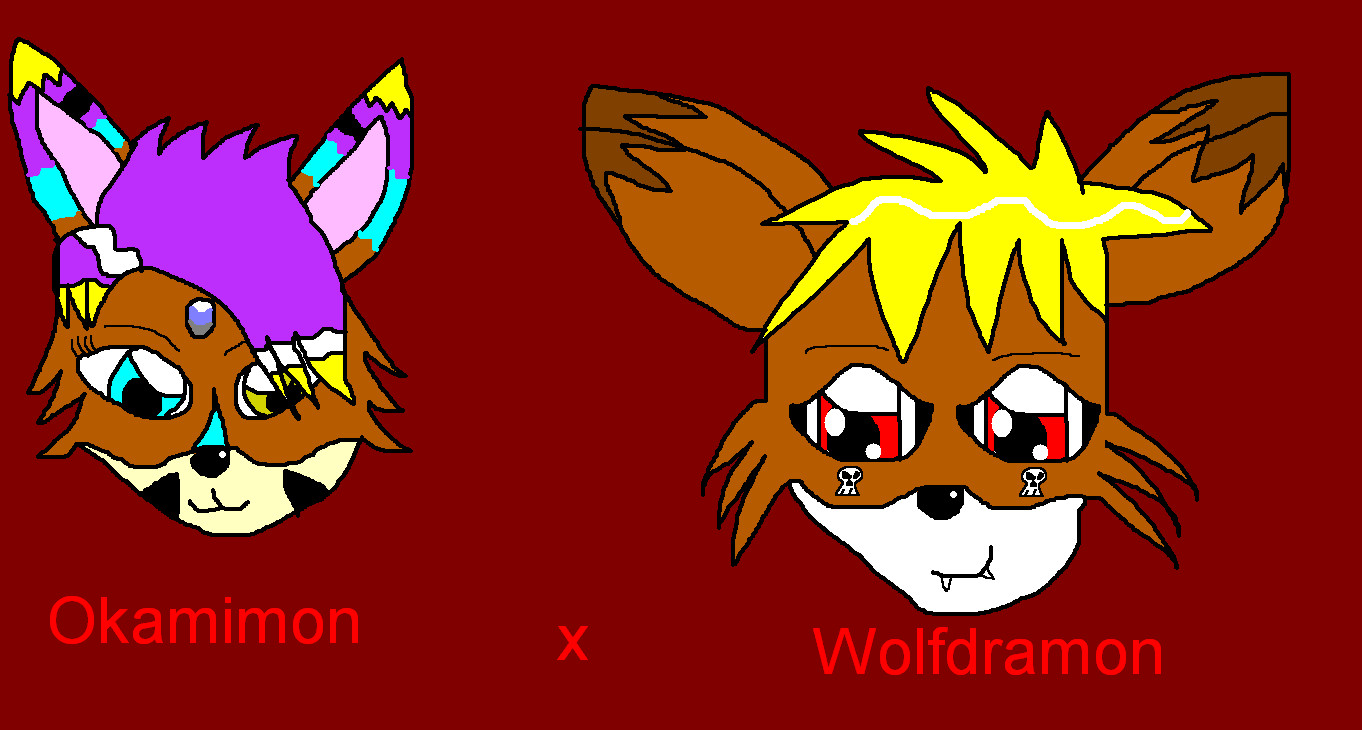 Wolfdramon x Okamimon *Gift for Aquaberry15 and Punkwolfgirl* by DarkHorse95