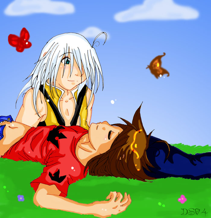 Riku and Sora relaxing by DarkSilicon