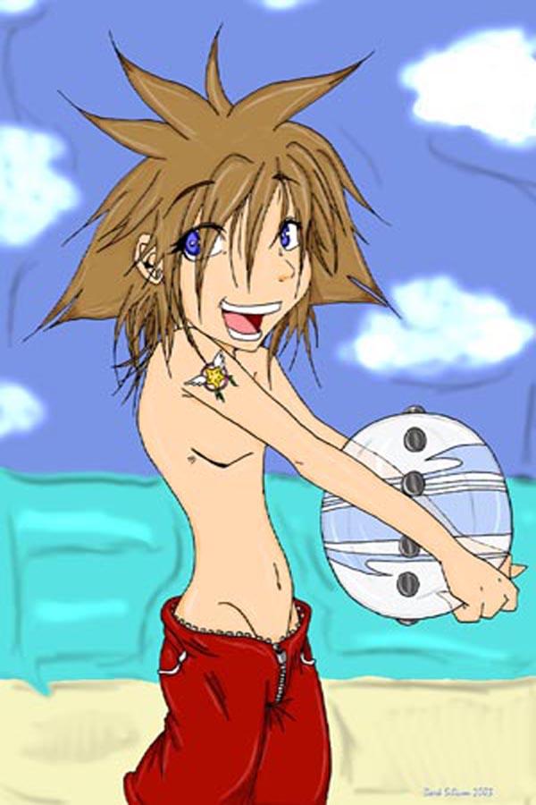 Sora at the beach...I dunno by DarkSilicon