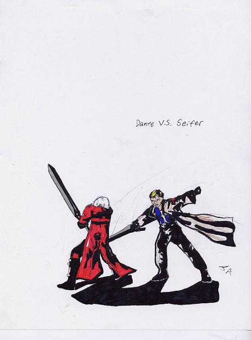 Dante v.s Seifer by Dark_blue