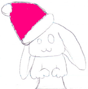 bunny with Santa hat by Darksideofme
