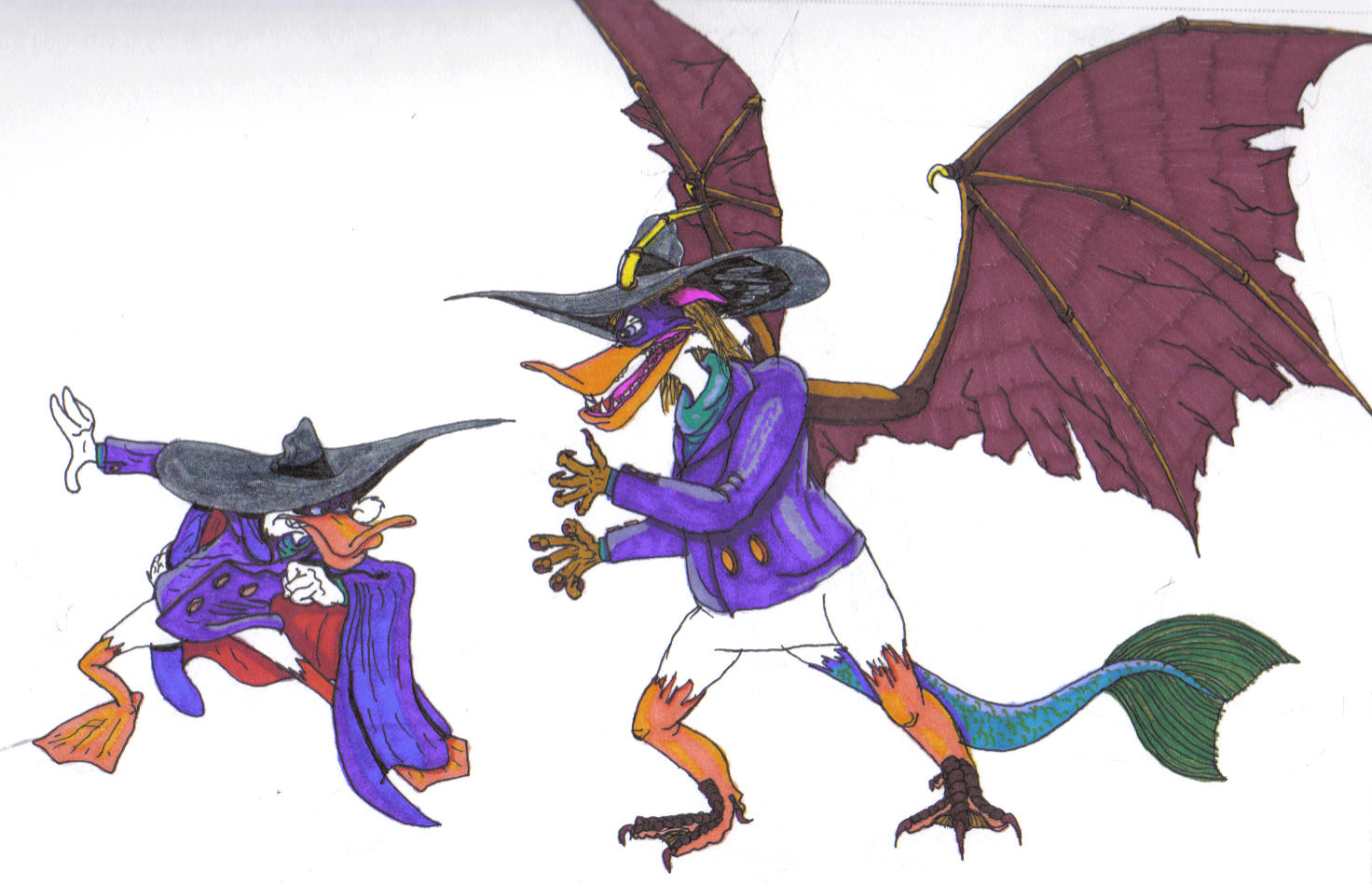 Darkwing Duck and  his Alien clone by Darkwing