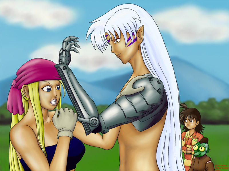 Winry and Sesshomaru by DarthWoo