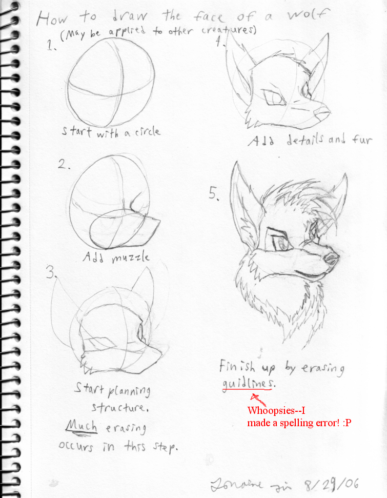 Simple Tutorial to How To Draw A Wolf's Head by Defiance