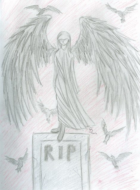 Death Angel on tombstone by DemonofDoom