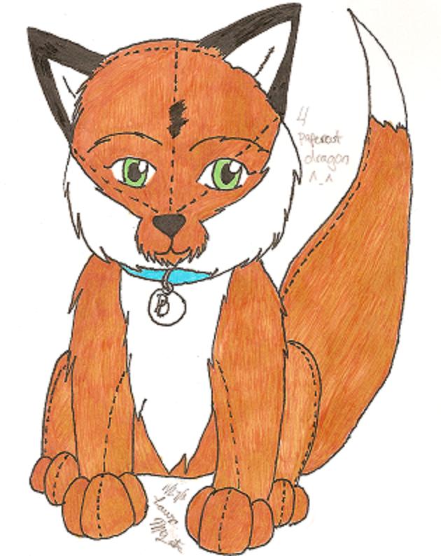 Chibi fox plushie for Papercut_Dragon by Derufin
