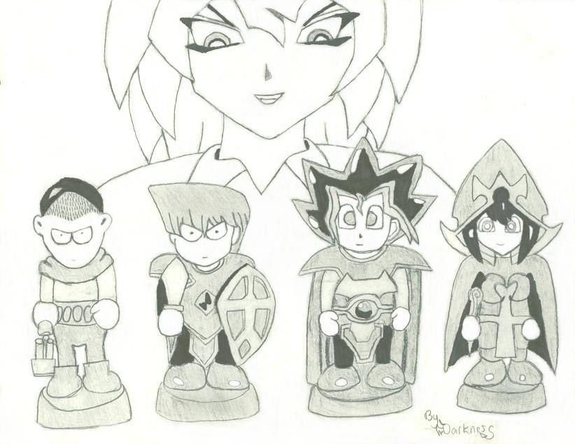 Evil Bakura and the gang as dolls by Devilofdarkness