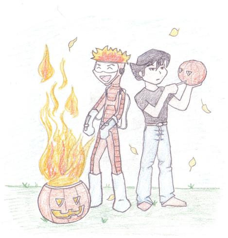 Halloween :D - Pyro and Logan by DezWagner