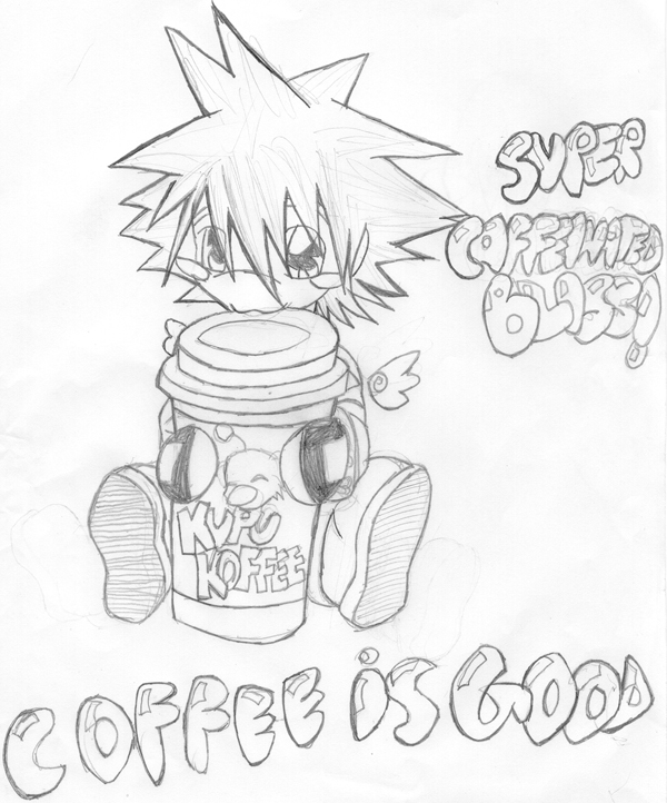 Chibi Sora with coffee (Sketch) by Digitaldreamer