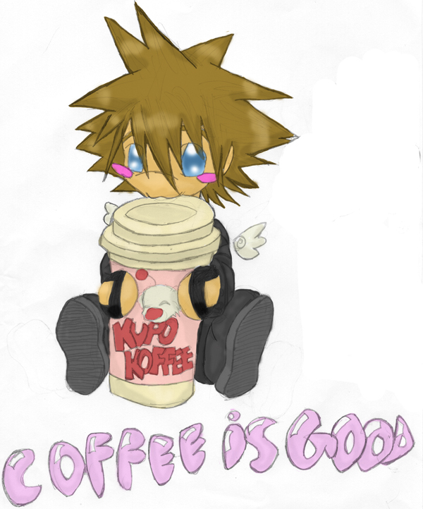 Chibi Sora with coffee (color) by Digitaldreamer