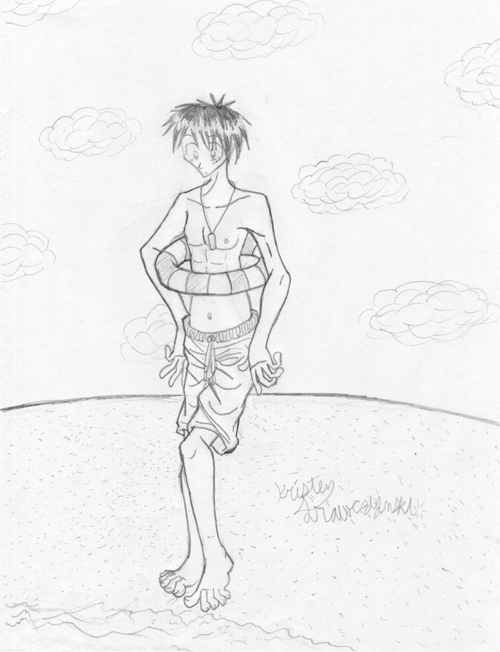 Luffy at the beach by Digitaldreamer