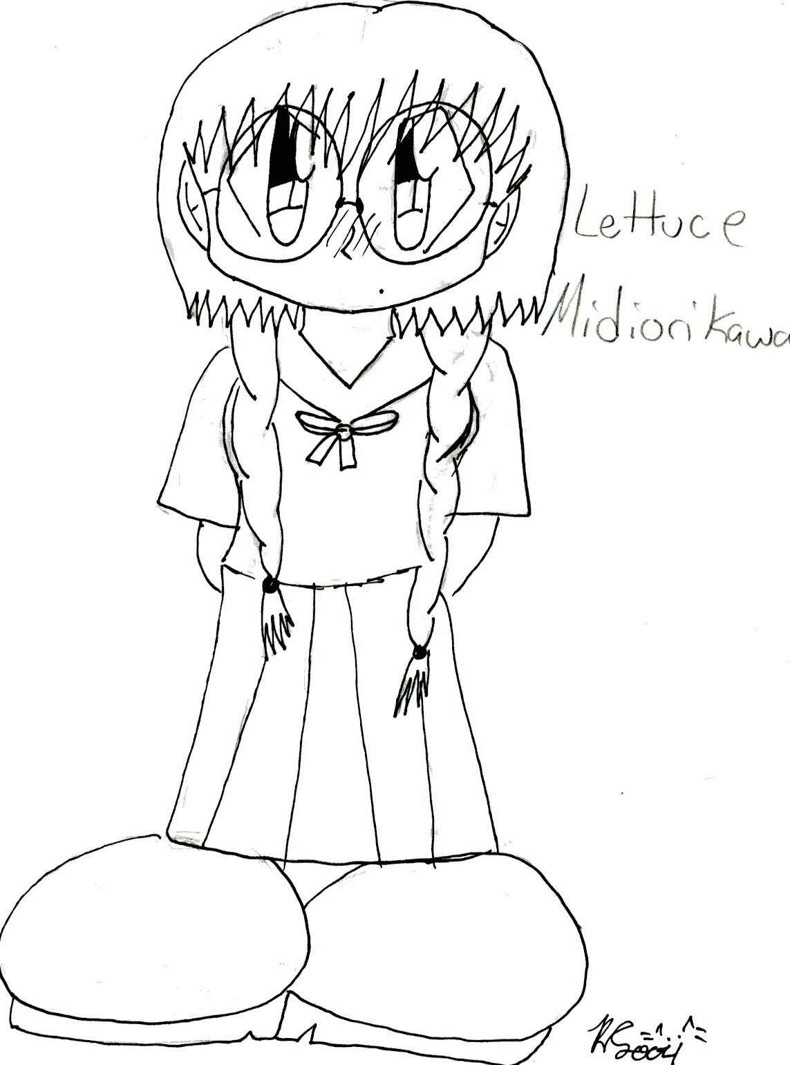 Chibi Lettuce (Blck and White) by Dorky_Otaku_Fan_Girl
