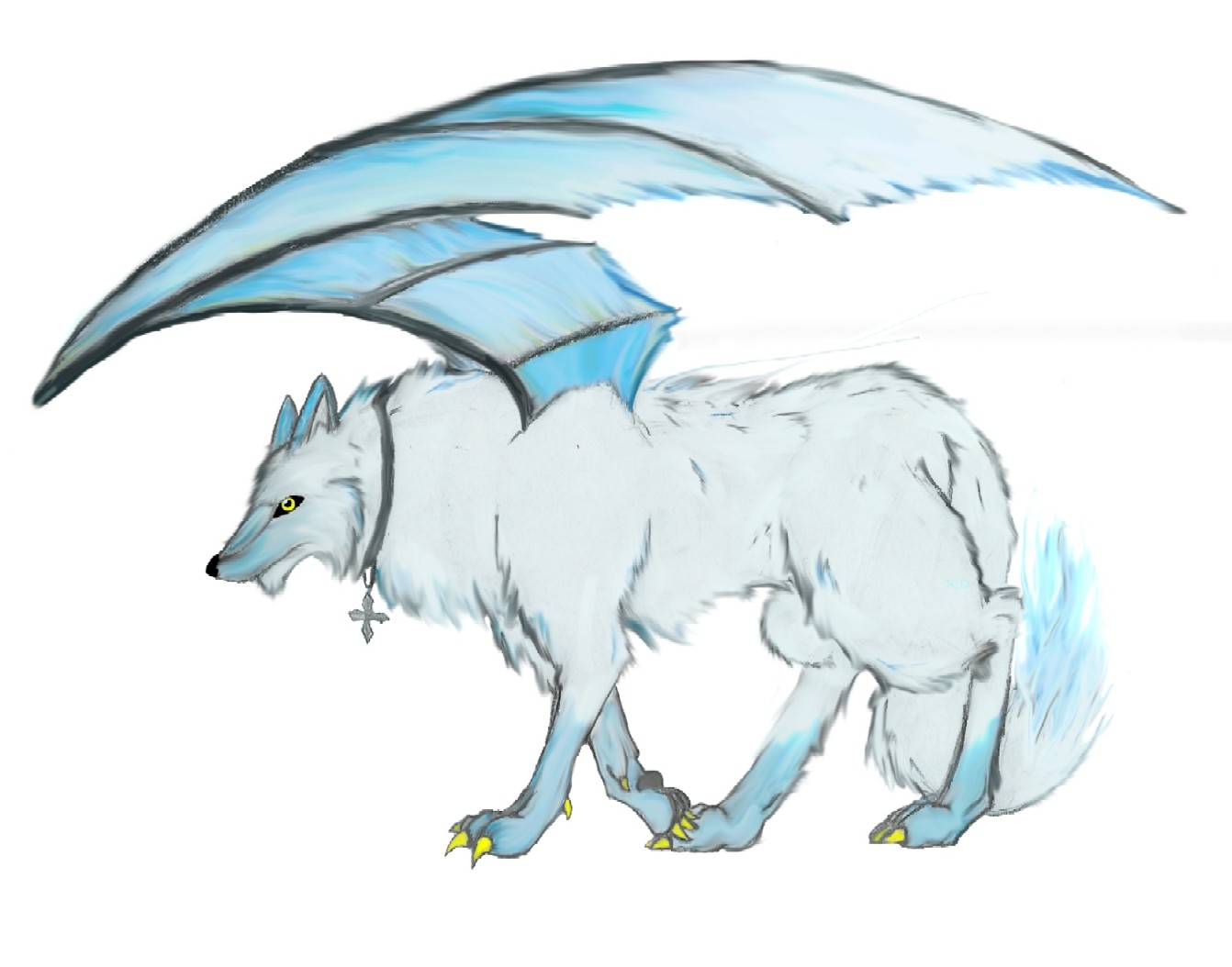 Blue Winged Wolf by Down_with_Boxation