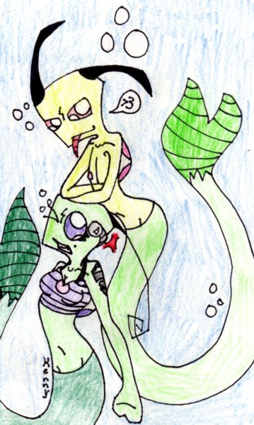 Zim and Tak mermaids by DracoLuvur1