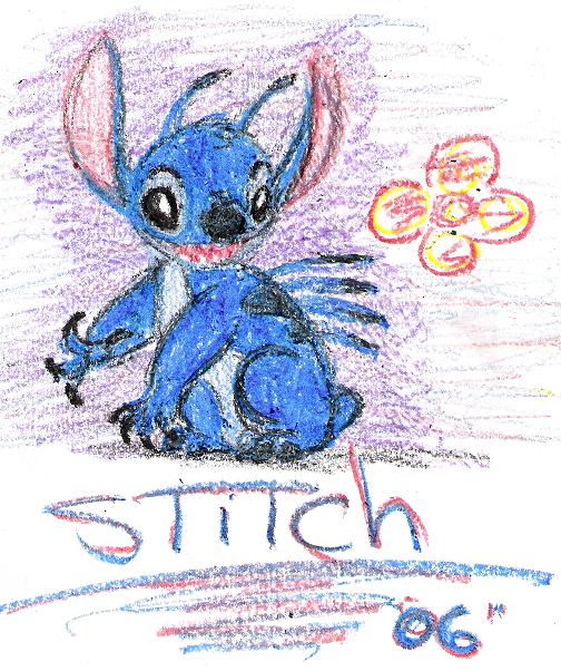 Stitch in Crayon by Dracoanimegurl