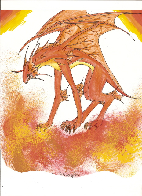 orange demon beast by Dragonspaz