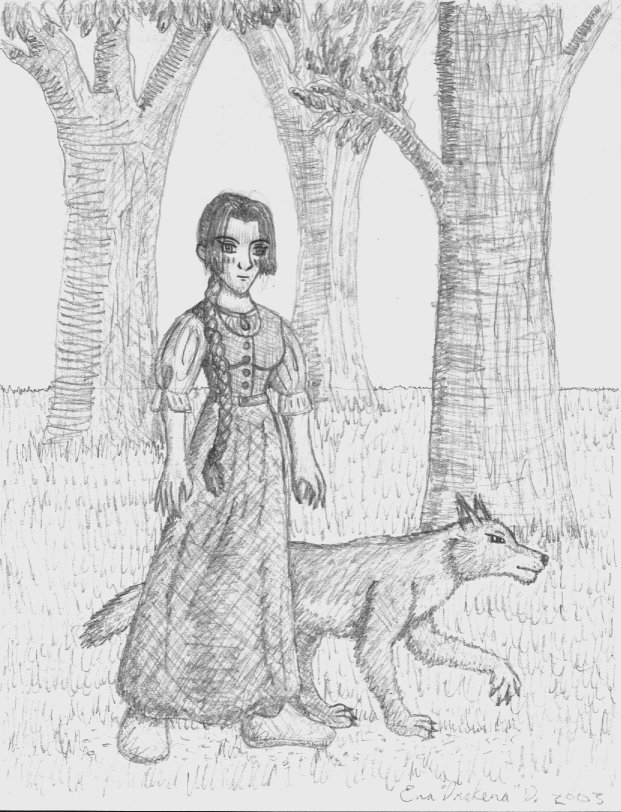 Alix with a wolf (CHEYSULI) by DrakenaTheDestroyer