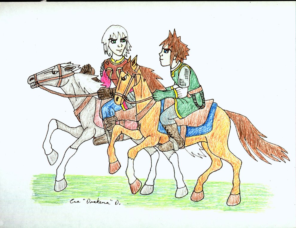 Riku and Sora race Horses (KH/LOTR) by DrakenaTheDestroyer
