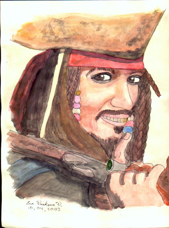 POTC - Jack Sparrow water colours by DrakenaTheDestroyer