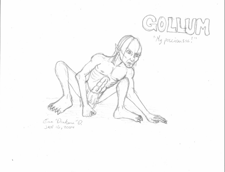 LOTR - Another Gollum Sketch by DrakenaTheDestroyer