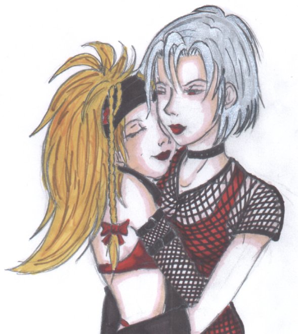 Rikku and Paine (more shoujo-ai) by DreavRikku