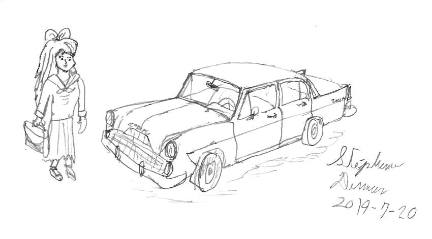 Mina and her Ford Zodiac by Dumas