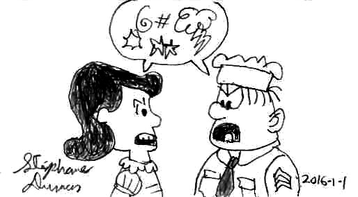 Lucy Van Pelt chat with Sargeant Snorkel by Dumas