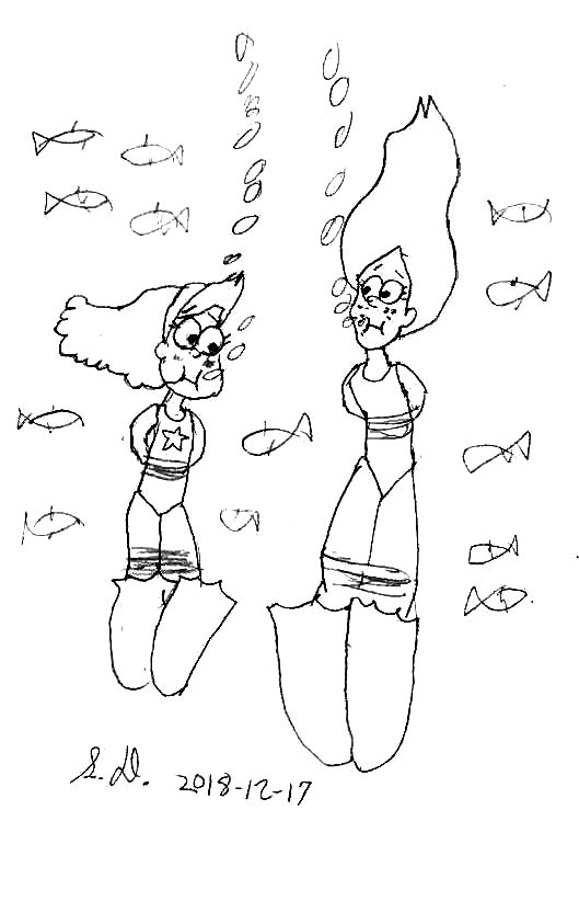 Mabel and Wendy in aquatic trouble by Dumas