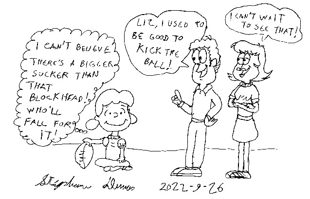 Lucy will trick Jon Arbuckle by Dumas
