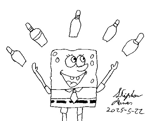 Spongebob juggling pineballs by Dumas