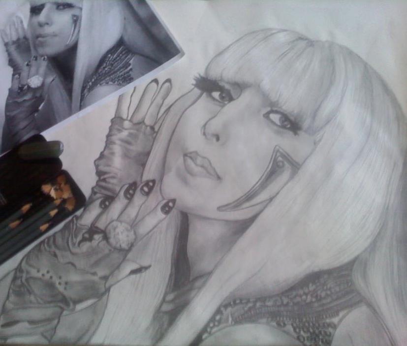 Lady Gaga Poker Face drawing by darkestdevil