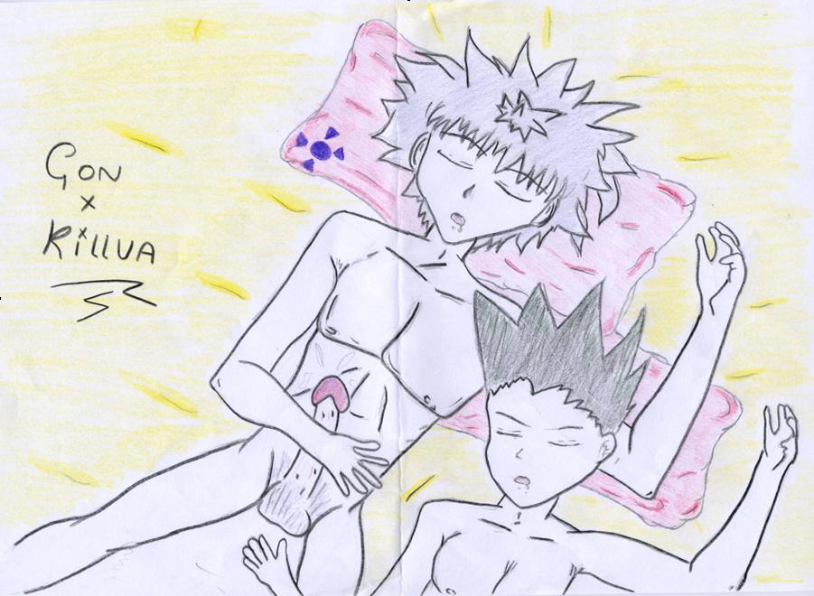 Killua And Gon in Bed Asleep by darklordcoco
