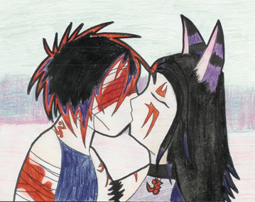 Banx and Adara (First Kiss) by darkravenofchaos