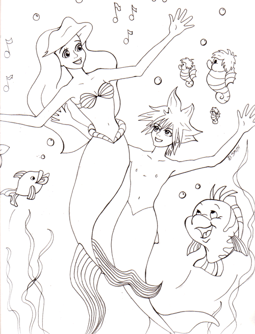 SORA AND ARIEL UNDER THE SEA by deedee