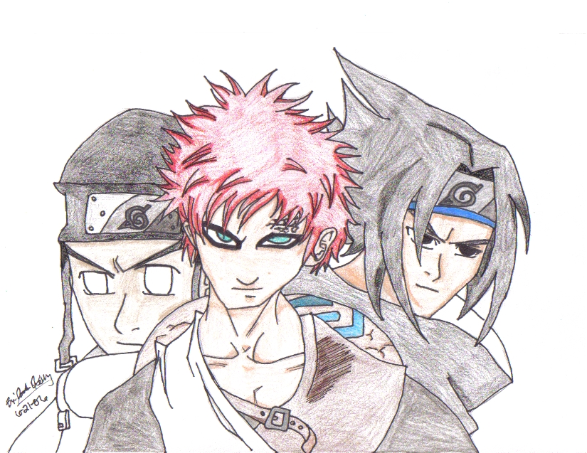 Gaara, Neji, and Sasuke (request from MaoHiwatari) by demonofsand