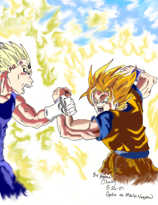 Goku vs. Majin Vegeta by demonofsand